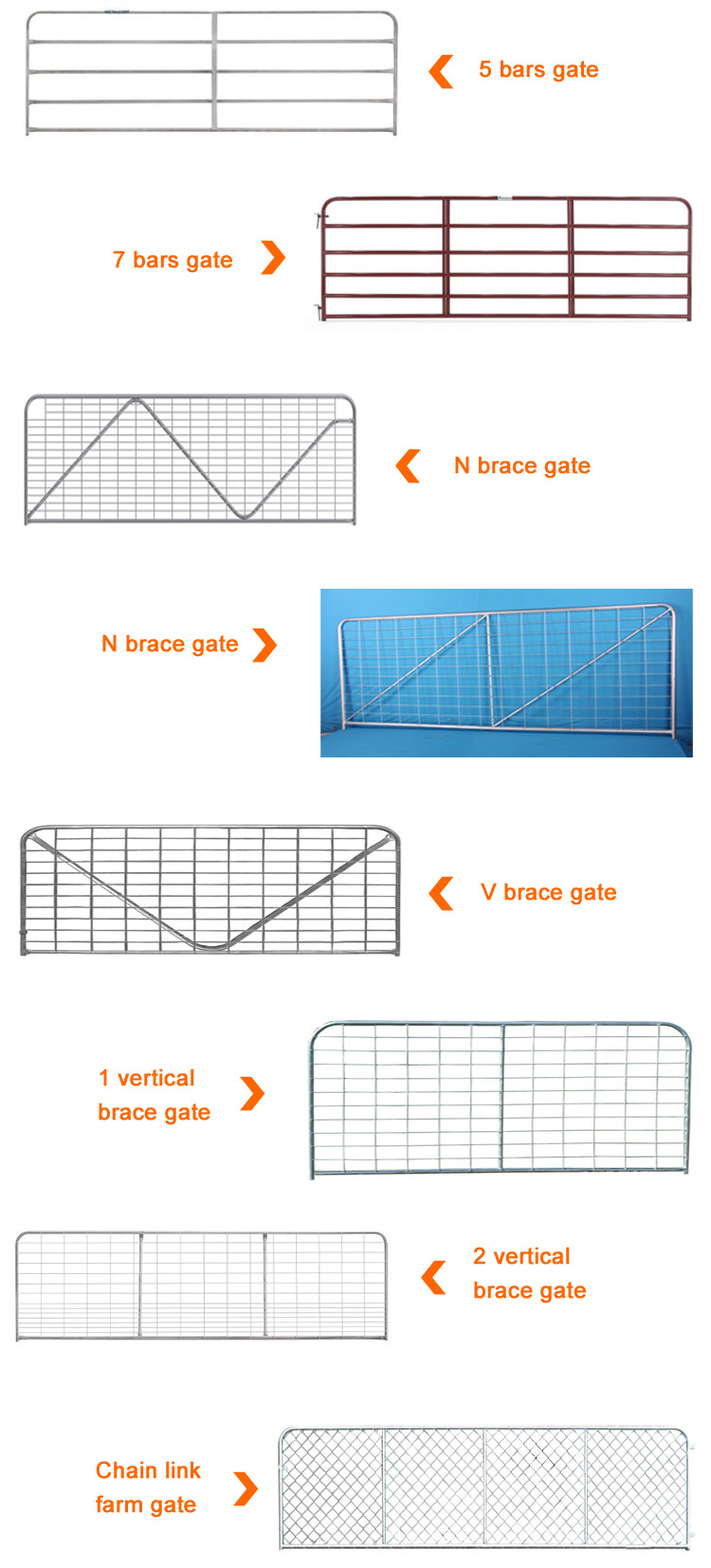 Heavy duty galvanized custom driveway tubular iron livestock cattle farm house main gate designs