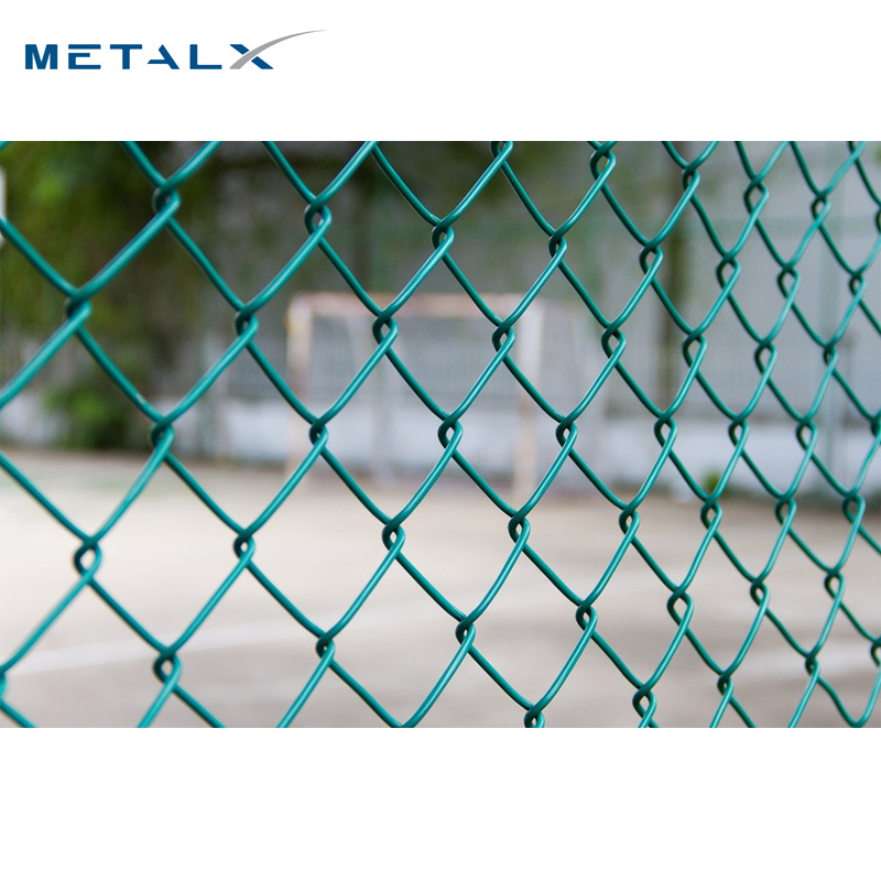 Commercial black american school playground 5mm 6ga 25x25 chain link fence rolls manufacturer