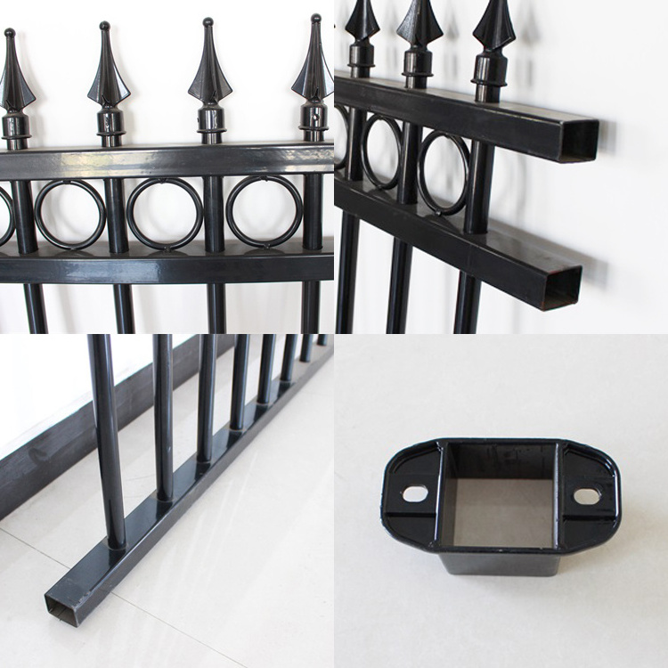 Modern iron fence design wrought iron carbon steel fence metal fence 6x8 with gates courtyard