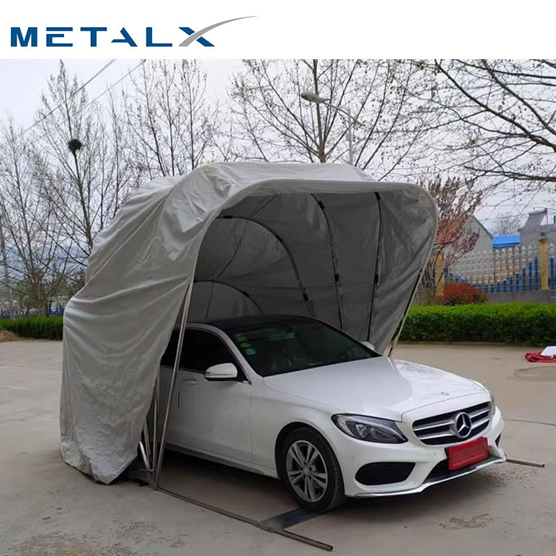 Outdoor prefabricated mobile metal portable folding retractable tent port single car garage