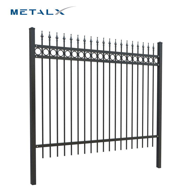 Modern iron fence design wrought iron carbon steel fence metal fence 6x8 with gates courtyard