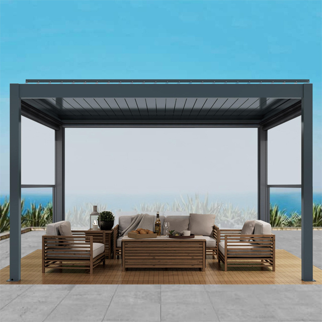 Cost Retractable Roof Exterior Kit Gazebo Outdoor Aluminium Garden Bracket System Waterproof 6X4M Pergola