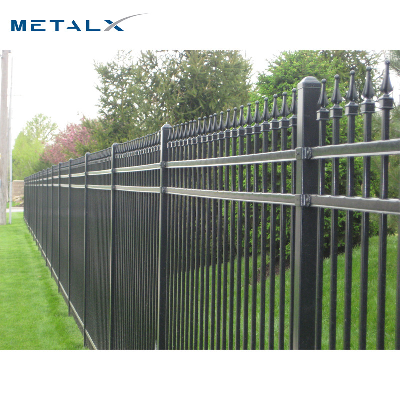 Modern iron fence design wrought iron carbon steel fence metal fence 6x8 with gates courtyard