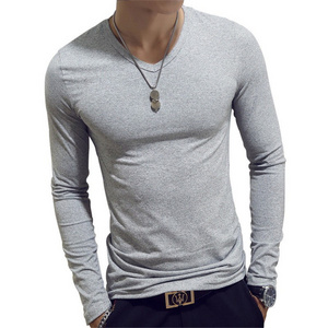 Wholesale latest design Mens Long Sleeve Blank t Shirt Round Neck Bottom Unisex Cotton White t Shirt