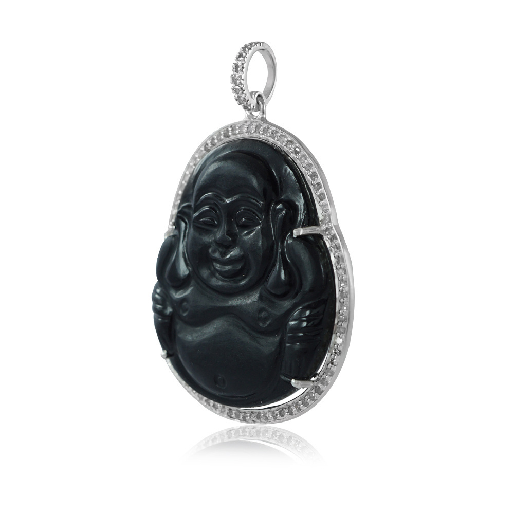 Most Demanding Hot Sell Wholesale Black Onyx Lucky Buddha Pendant Handmade Jewelry New Design Top Quality