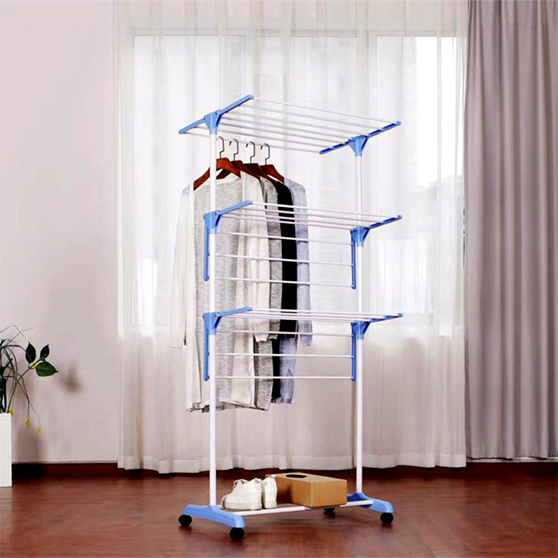 4 Layers Stand Iron/Steel Adjustable Pulley Laundry Clothes Drying Rack