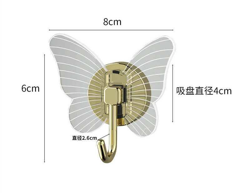 Bathroom No Punch Wall Gold Butterfly Hook No Mark Hanging Cloth Hook Entry Gate Strong Self Adhesive Hook