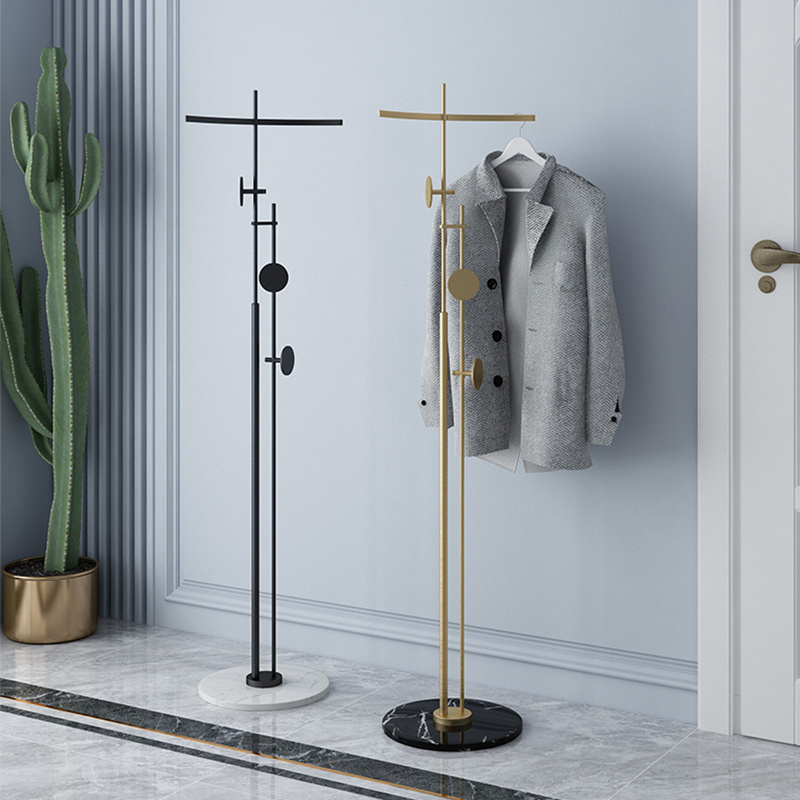 Nordic designer marble stainless steel coat and hat rack simple post modern light luxury bedroom floor hanging rack