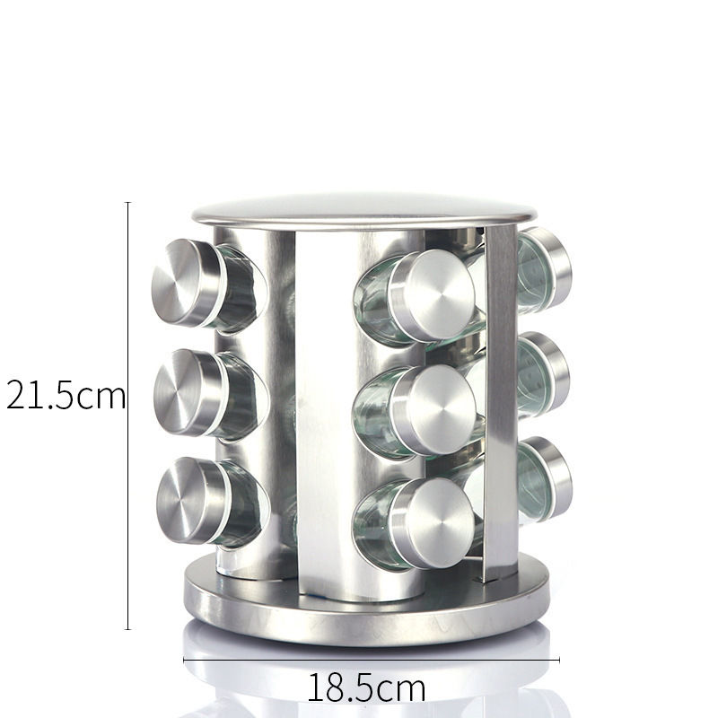 Kitchen Accessories Rotating Spice Rack Stainless Steel Seasoning Organizer