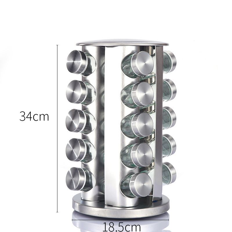 Kitchen Accessories Rotating Spice Rack Stainless Steel Seasoning Organizer