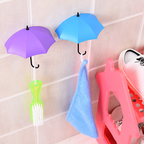 Home Bedroom Wall Deco 3pcs/set Creative Umbrella Shape Colorful Key Hanger Holder Hooks