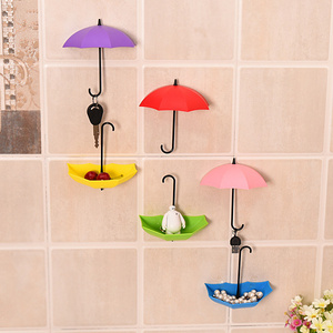 Home Bedroom Wall Deco 3pcs/set Creative Umbrella Shape Colorful Key Hanger Holder Hooks