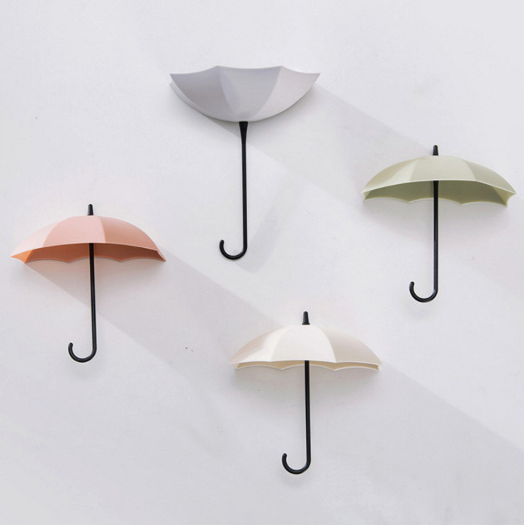 Home Bedroom Wall Deco 3pcs/set Creative Umbrella Shape Colorful Key Hanger Holder Hooks