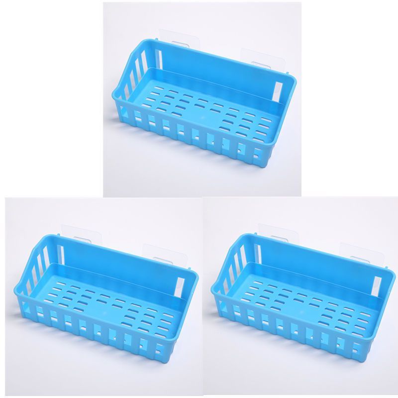 Wholesale Shelf Non-perforated Shelving Basket Non-trace Plastic Wall Hanging Storage Basket Custom Toilet Storage Rack