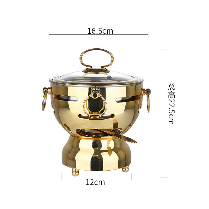 Single Person Use Kitchen Stainless Steel Brass Copper Chafing Dishes Stainless Steel Hot Pot Shabu-shabu Hot Pot