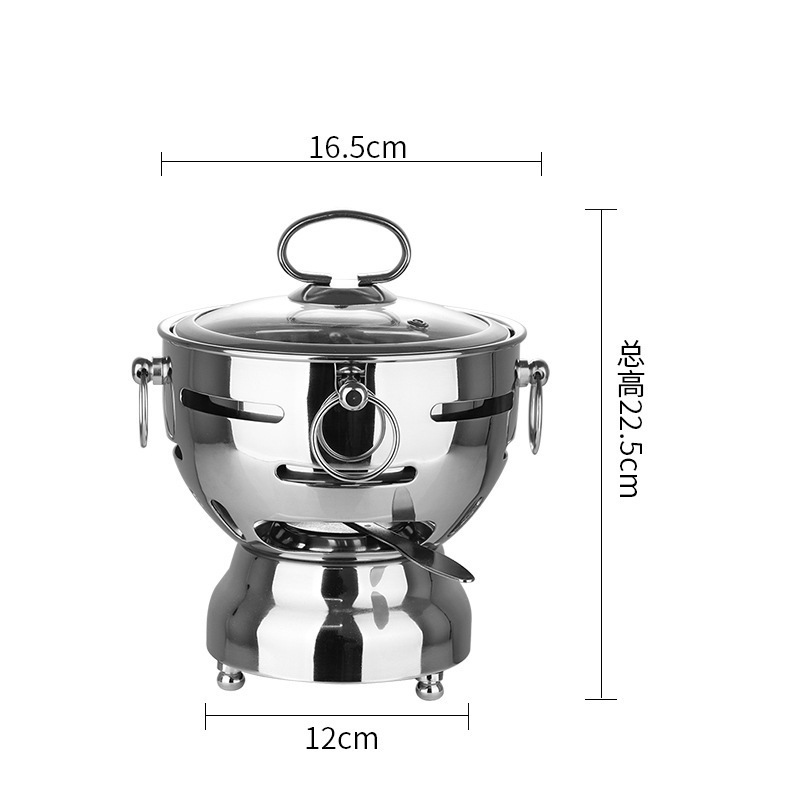 Single Person Use Kitchen Stainless Steel Brass Copper Chafing Dishes Stainless Steel Hot Pot Shabu-shabu Hot Pot