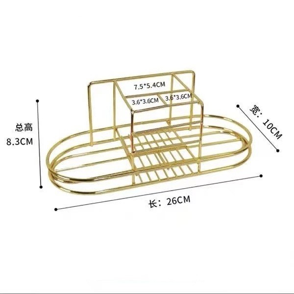 Metal Wire Welded 3 Compartments Toothbrush Holder Wall Mounted Sticky Wall Tooth Brush Rack For Home Storage