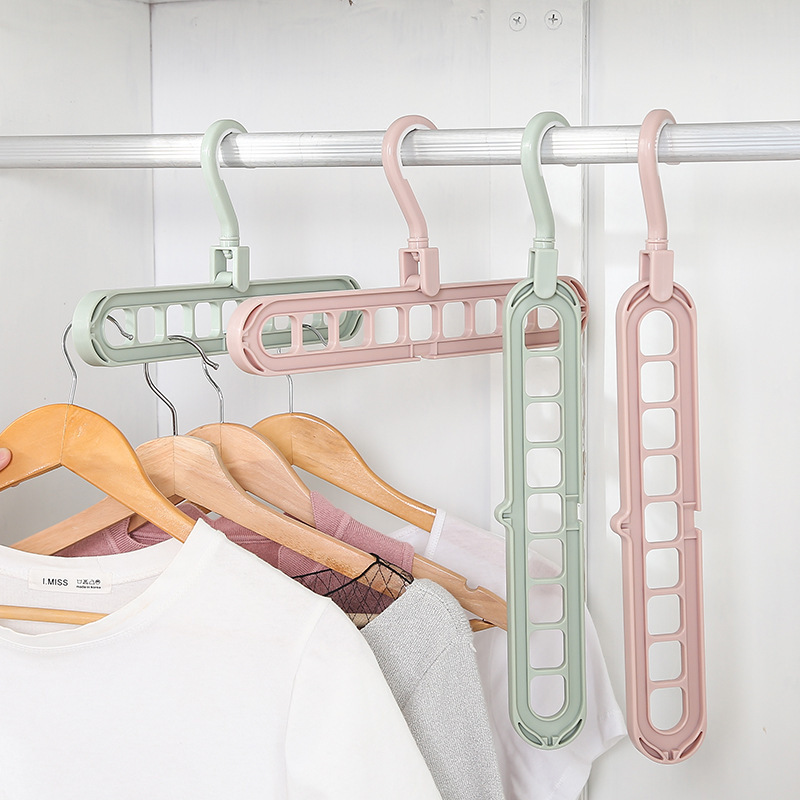 Home Closet Wardrobe 9 Hole Magic 360 Rotating Plastic Clothes Hanger Multi-Functional Folding Garment Rack Organizer