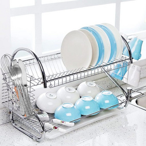 Kitchen Over Sink Storage 2 Layer Dish Drying Holder Shelf Dish Rack Draining Rack Storage