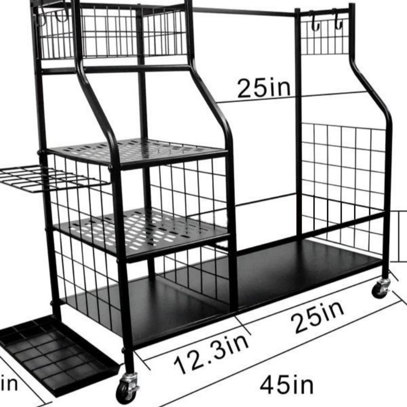 Metal Gym Display Golf Organizer Rack 4 Tiers Golf Bag Storage Holder