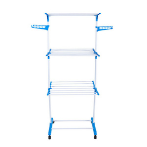 4 Layers Stand Iron/Steel Adjustable Pulley Laundry Clothes Drying Rack