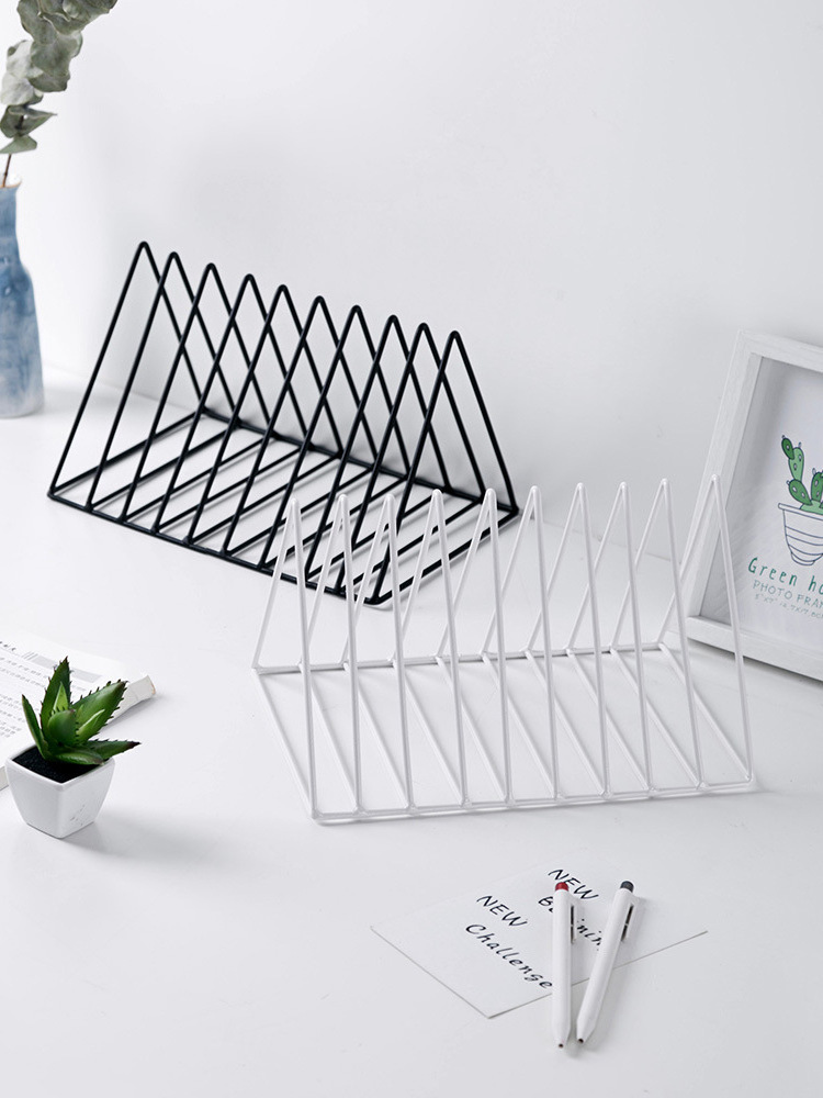 Office Home Decor File/newspaper/magazine/book Organizer Metal Wire Triangle Shape Holder 9 Slot Desktop Stand Rack