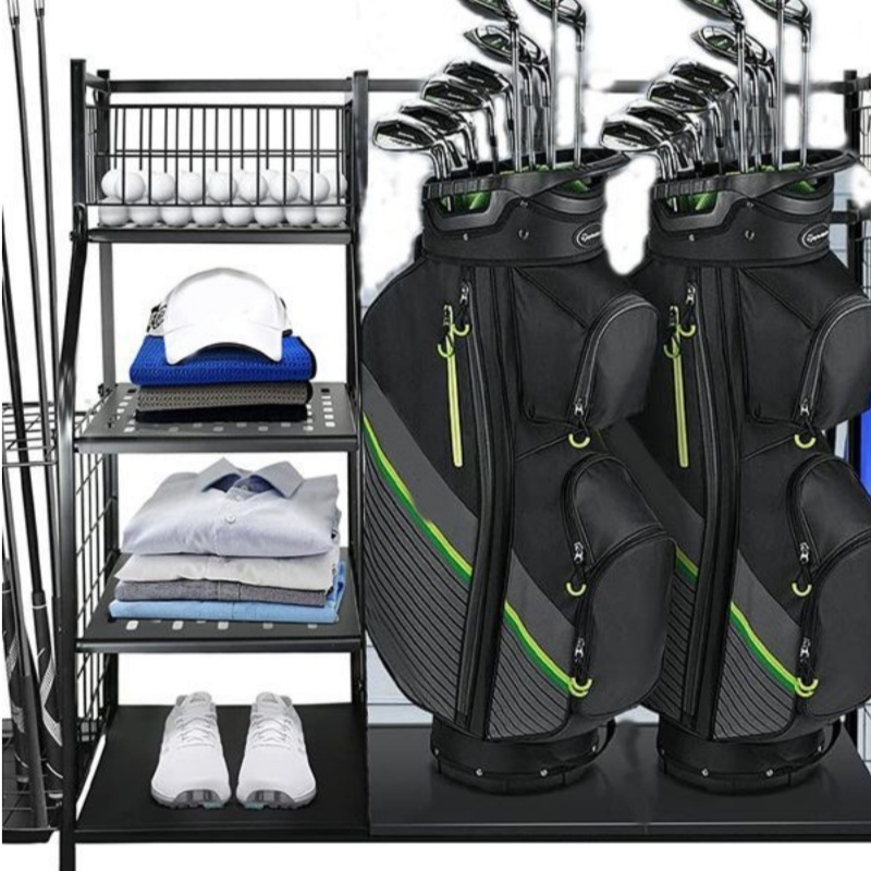 Metal Gym Display Golf Organizer Rack 4 Tiers Golf Bag Storage Holder