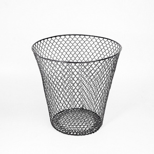 Iron Wire Waste Bins Best Design Black Color Customized Size Trash Paper Basket For Office Garbage Bin