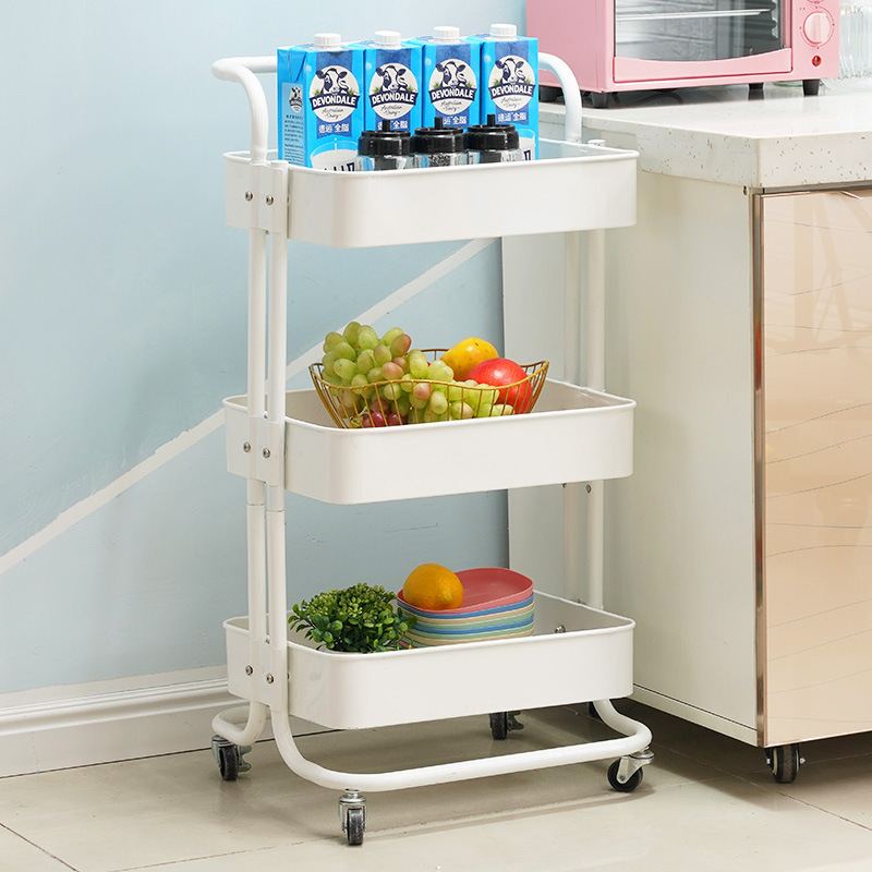 Wholesale steel 3 tier mesh wire basket mobile rolling storage rack bathroom utility shelf kitchen cart trolley with wheels