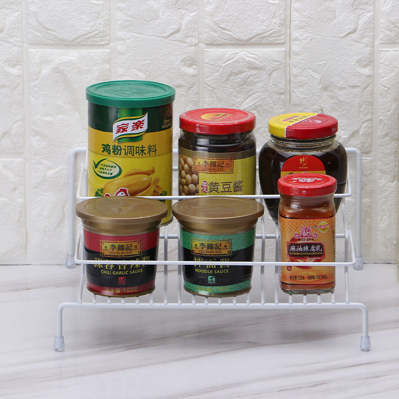 Kitchen Cabinet Shelf Stackable Countertop Metal Wire Free-standing 3 Tier Pantry Spice Bottle Rack