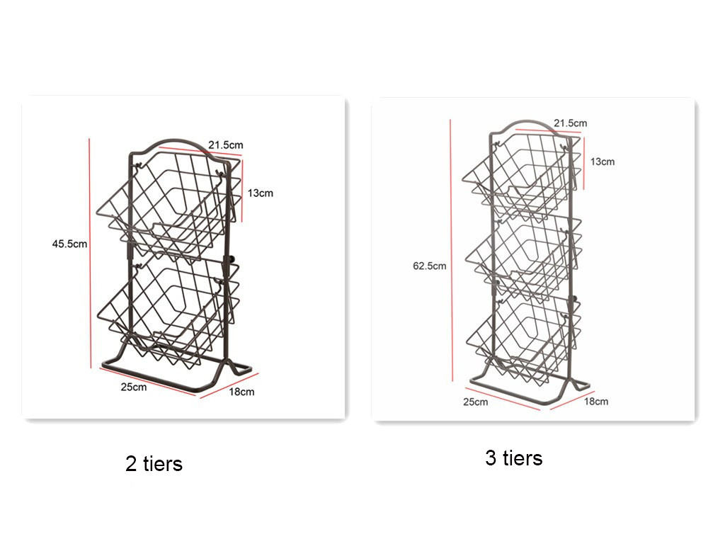 Metal Wire mesh basket 3 tier detachable hanging baskets rotatable storage household fruit vegetable storage basket