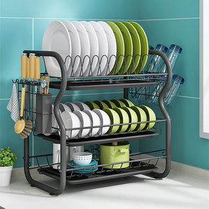 Kitchen accessories 3 Tier Dish Storage Rack Utensil Holder Organizer Drainer Countertop Dish Drying Drainer Rack