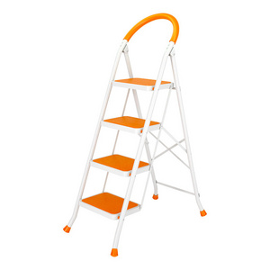 2-6 Step Orange Compact Steel Daily Use Ladder With Handrail