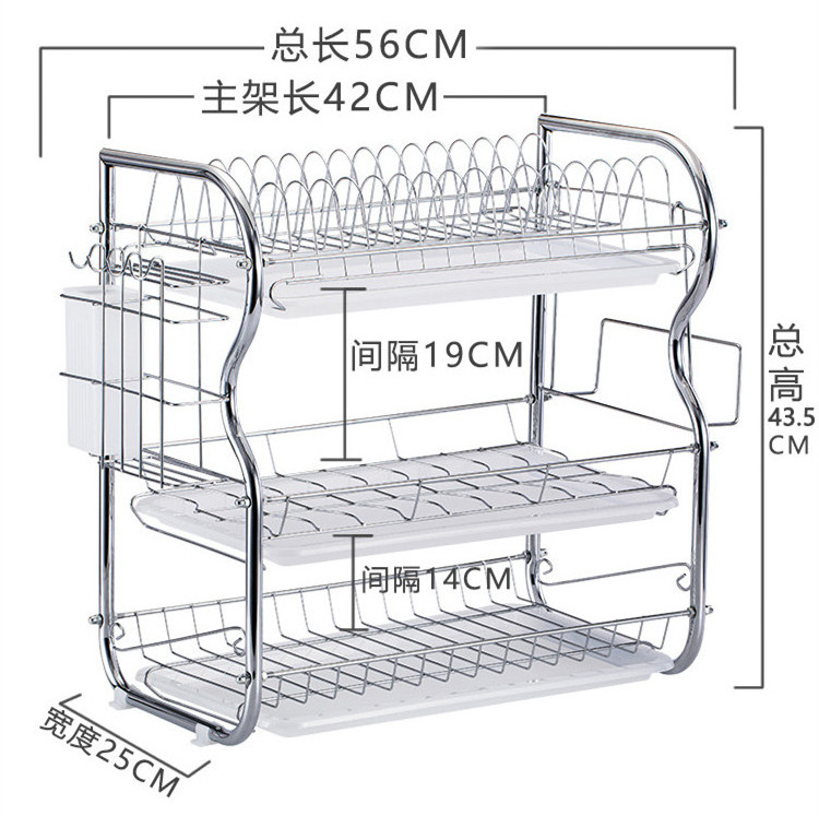 Kitchen accessories 3 Tier Dish Storage Rack Utensil Holder Organizer Drainer Countertop Dish Drying Drainer Rack