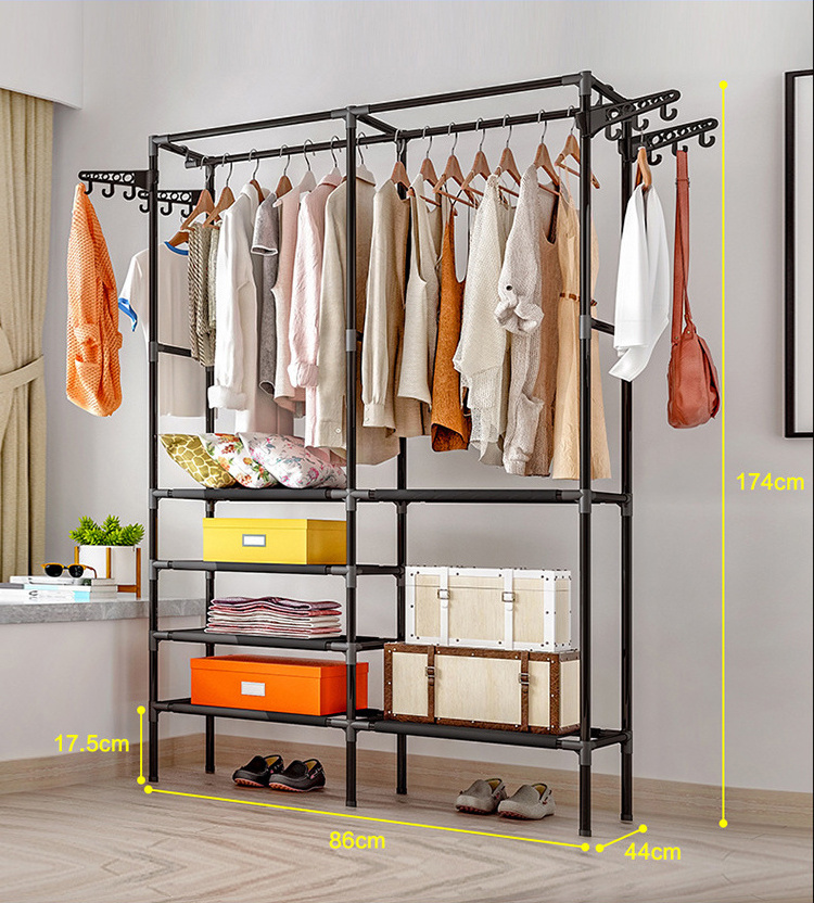 Modern Minimalist Steel And Clothes Hangers Multi-Function Floor Rack