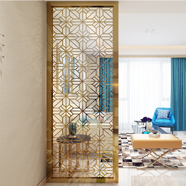 Luxury Golden Room Wall Dividers Metal Screens Partition