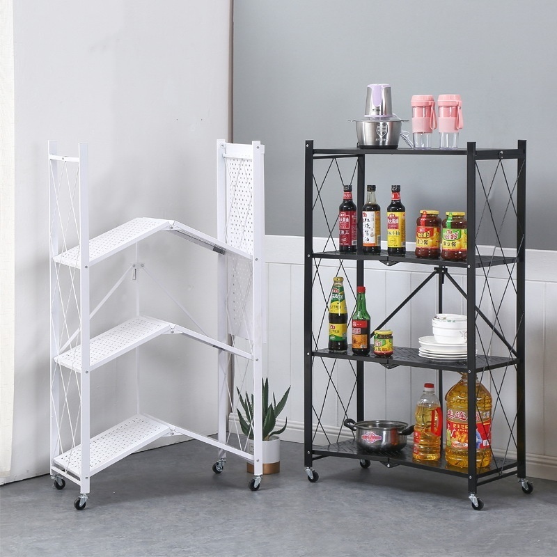 Folding Kitchen Storage Shelf Rack With Wheels Kitchen Organizer Shelf