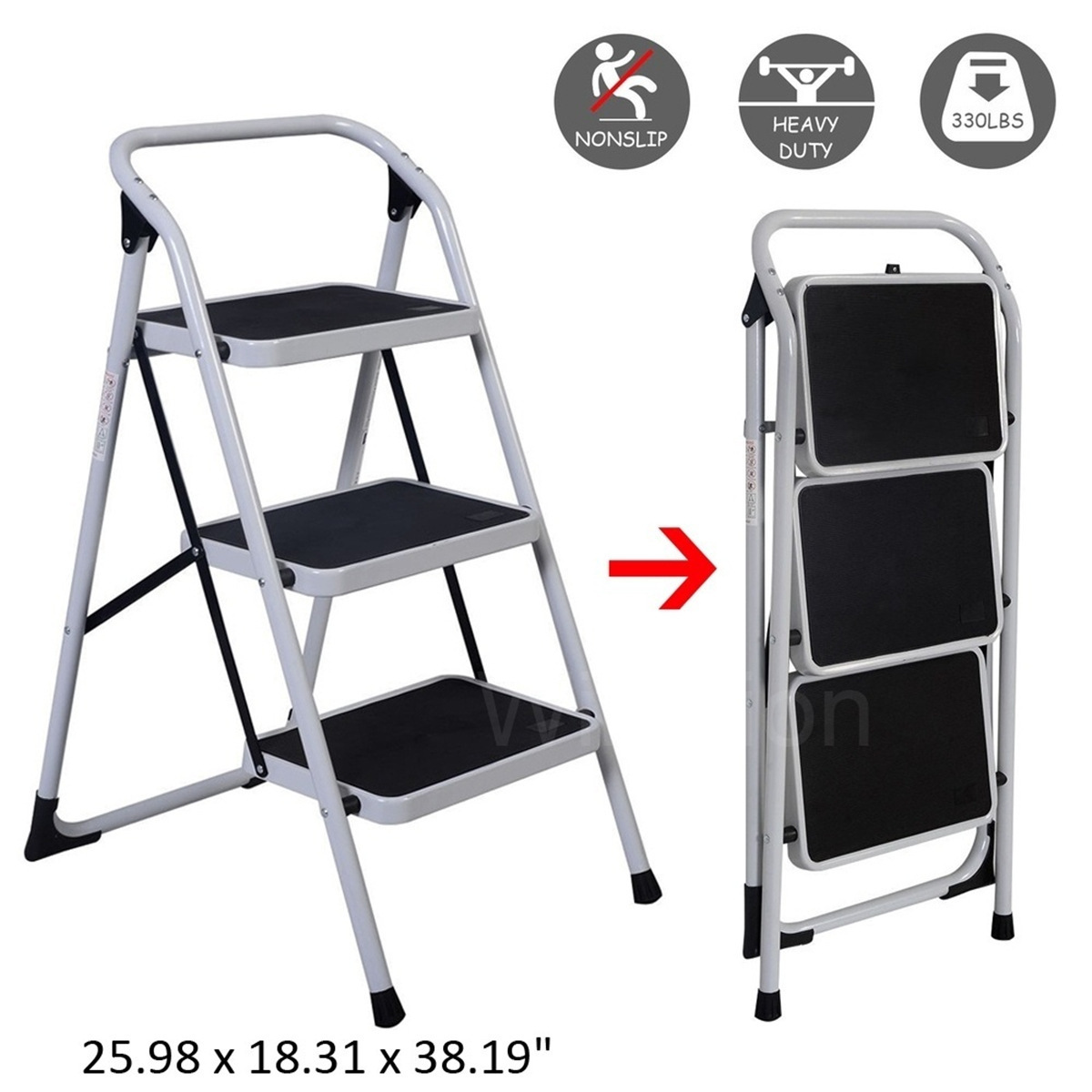 aluminium safety folding three step ladder