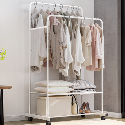 Modern metal garment rack for closet with wheels & cloth cover