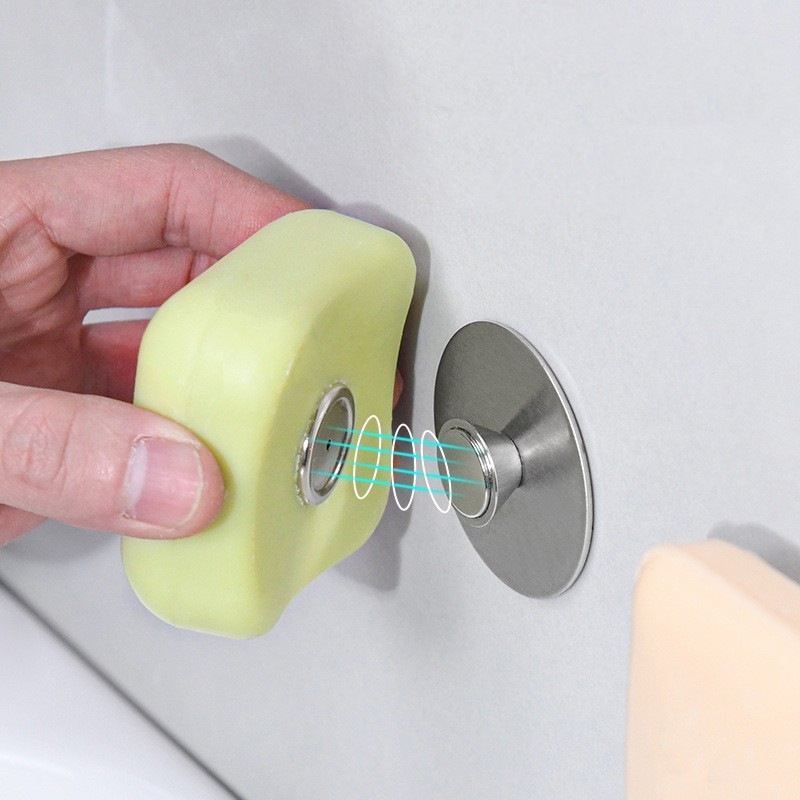 Bathroom Wall Hanging Stainless Steel Magnetic Suction Cup Soap Holder