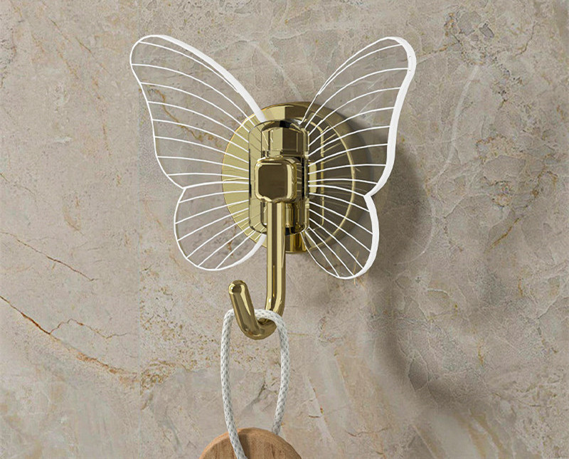 Bathroom No Punch Wall Gold Butterfly Hook No Mark Hanging Cloth Hook Entry Gate Strong Self Adhesive Hook