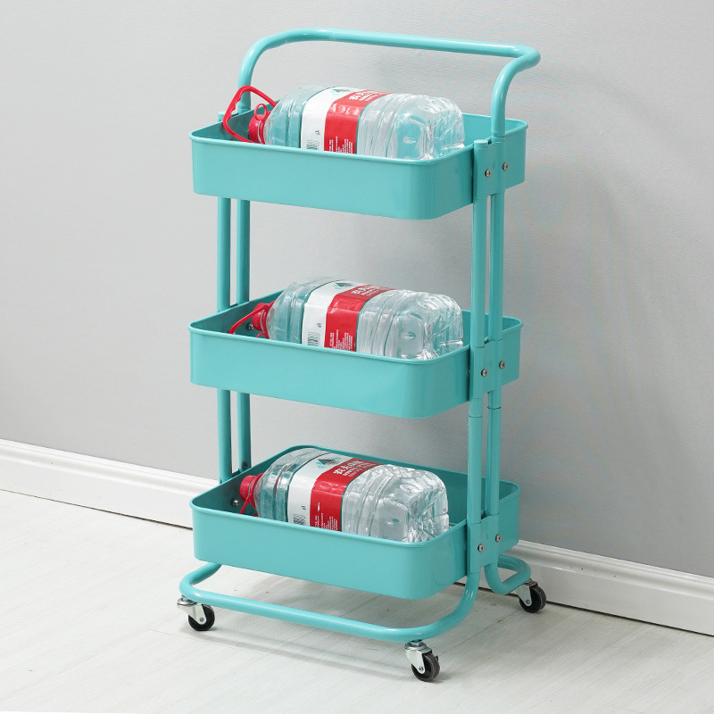 Wholesale steel 3 tier mesh wire basket mobile rolling storage rack bathroom utility shelf kitchen cart trolley with wheels