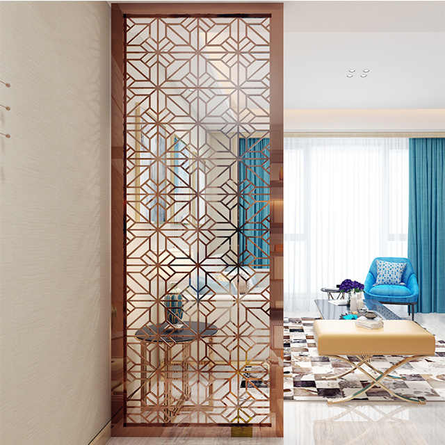 Luxury Golden Room Wall Dividers Metal Screens Partition