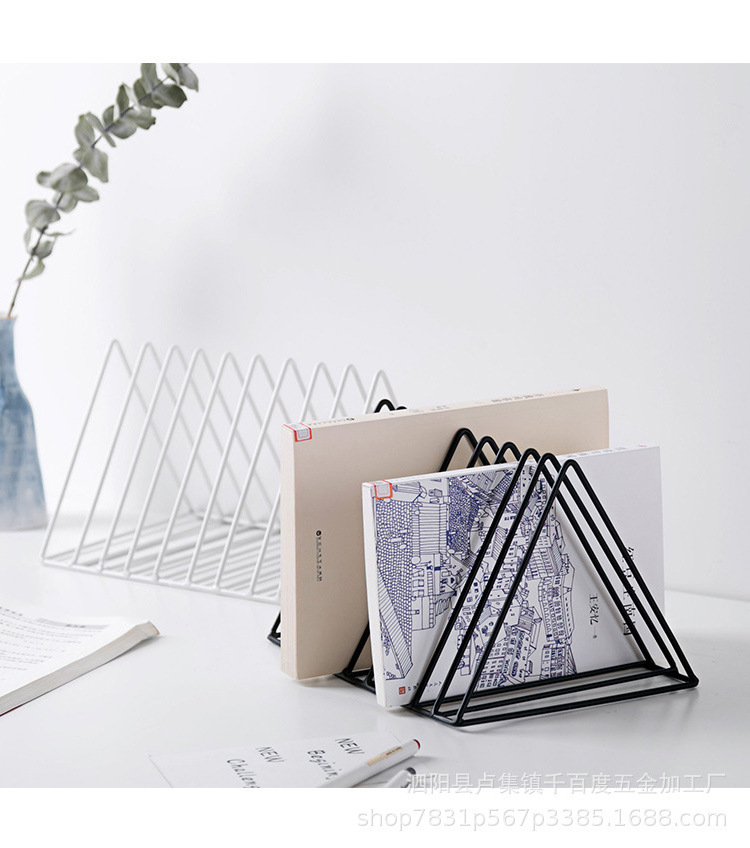 Office Home Decor File/newspaper/magazine/book Organizer Metal Wire Triangle Shape Holder 9 Slot Desktop Stand Rack