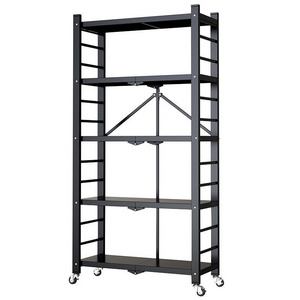 3-5 Tier Metal Foldable Collapsible Kitchen Storage Folding Shelf Rack For Bathroom Kitchen Living Room