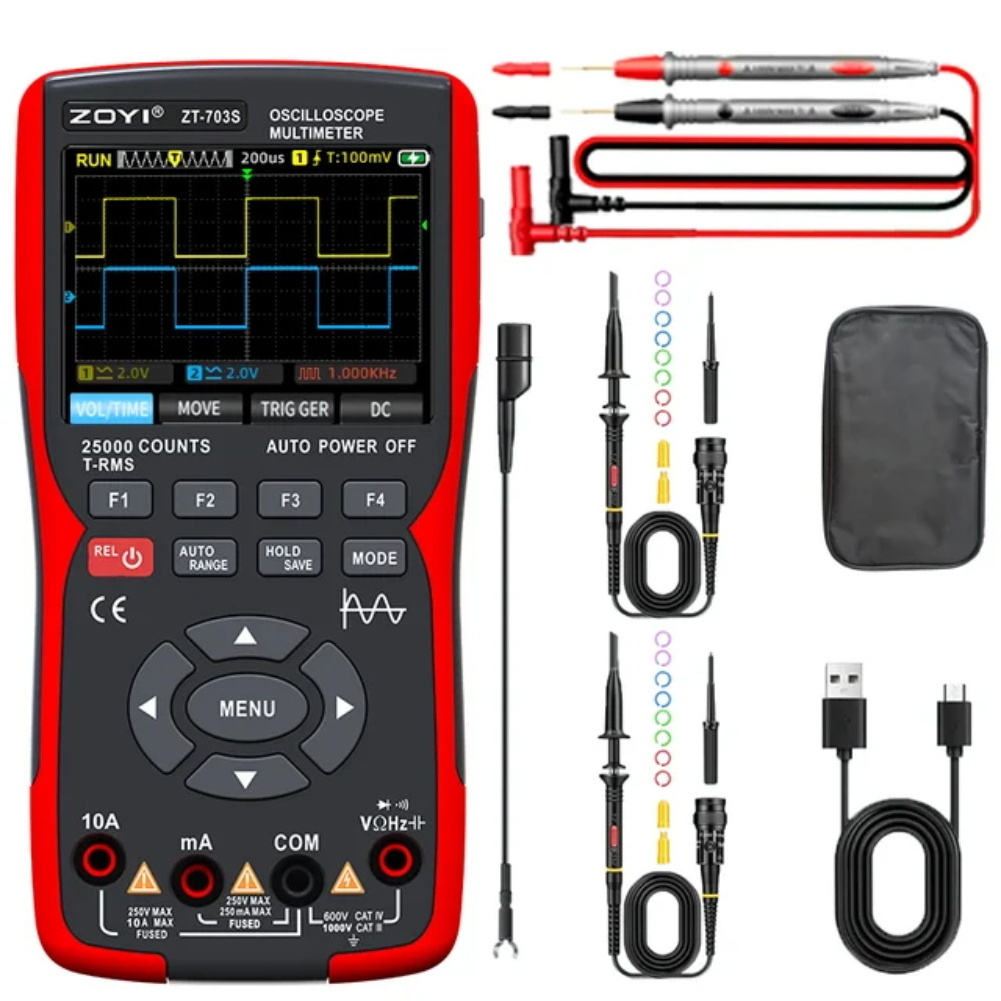 ZOYI ZT703S  3in1 Digital Multimeter 50MHz Bandwidth 280MS Dual Channel Storage 3.5 Inch Multimeter Handheld Oscilloscope