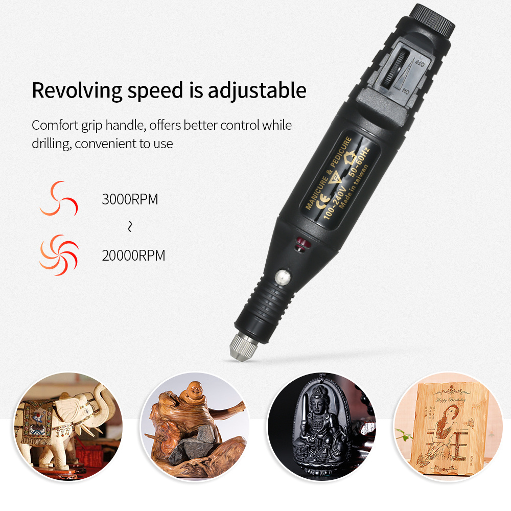 14pcs 100V-240V Milling Polishing Mini Electric Grinder Drill Tool Variable Speed Rotary Engraving Pen Carve Tool Set