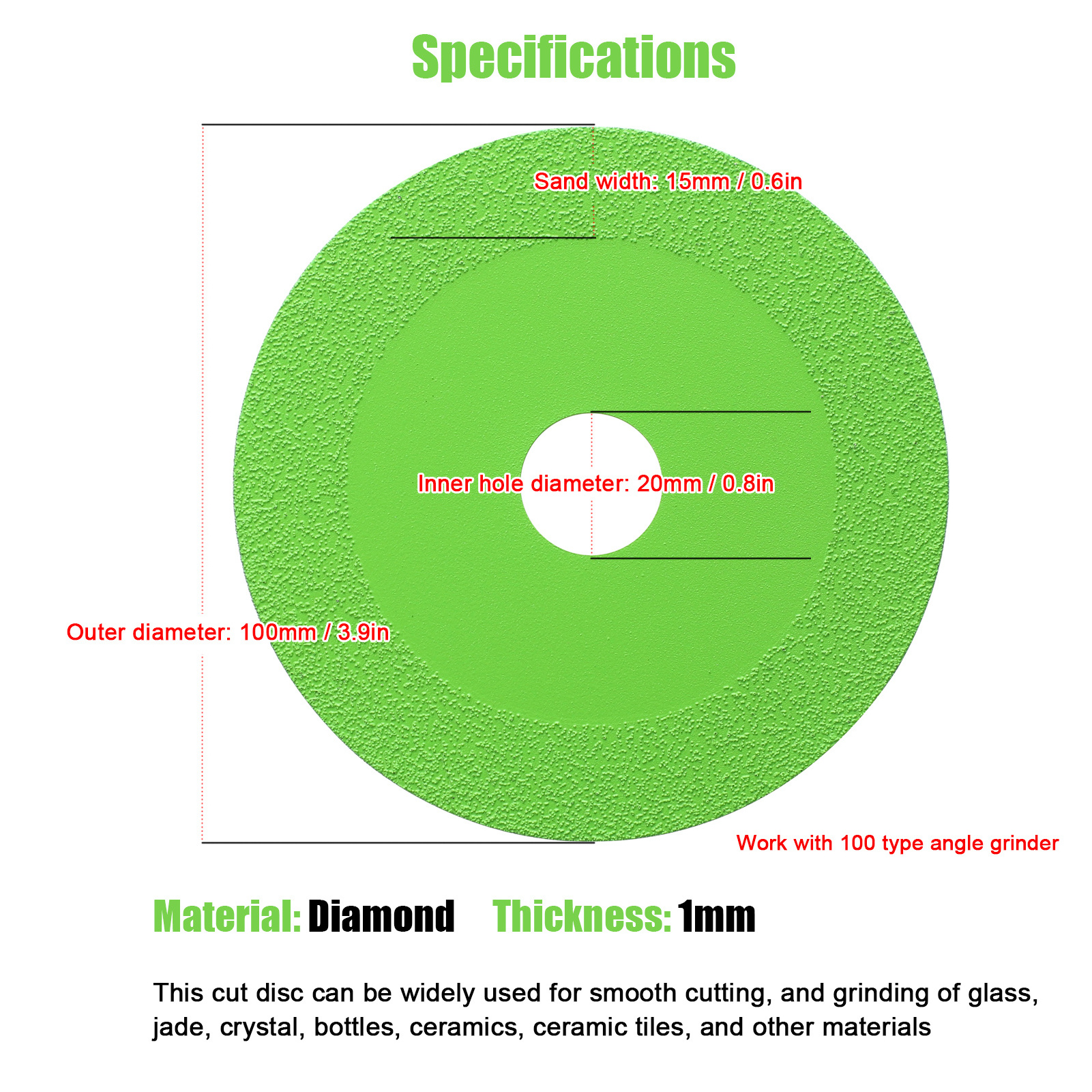 100mm Multifunctional Glass Cutting Disc Ceramic Grinding Thin  Diamond Cutting Disc Ceramic Tile for 100 Type Angle Grinder