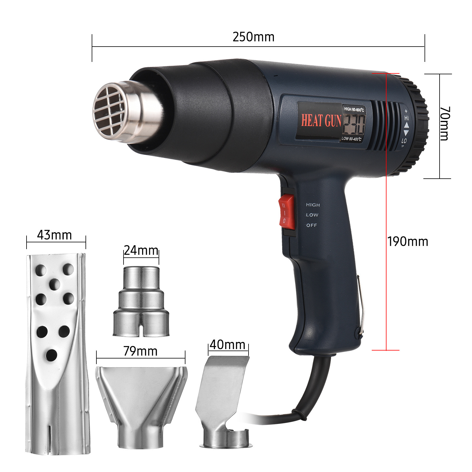 1800W Electric Adjustable Temperature Industrial Hot Air Gun LCD Digital Temperature-controlled Handheld Blower Heat Gun Tool