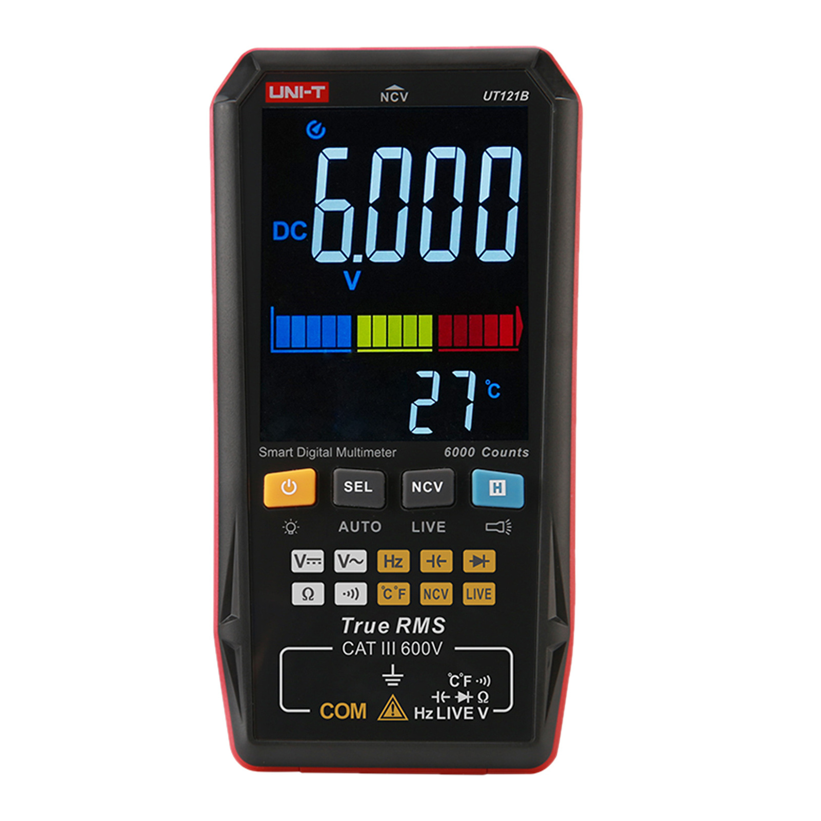 UNI-T UT121B Smart Digital Multimeter Mini Portable Universal Tester Voltmeter with Flashlight 3.3-inch LCD Backlight